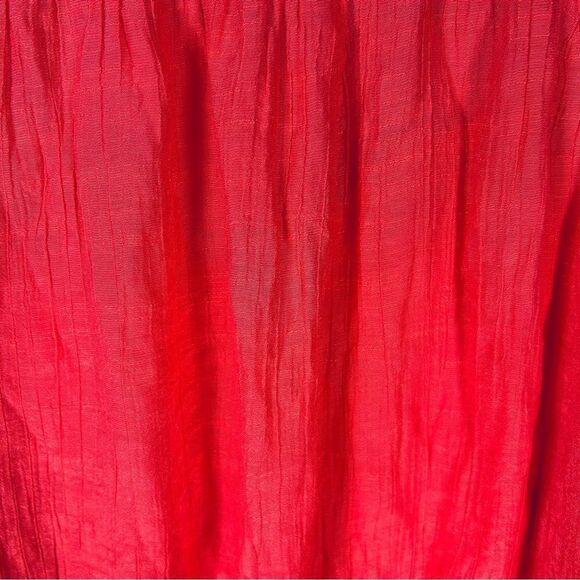 Spense Crinkle Coral Rayon Polyester Blouse L Elastic 3/4 Sleeve - Picture 6 of 6